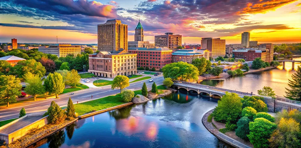 Rockford Illinois Downtown by Rock River