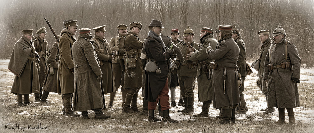 Opposing WWI Troops Celebrating Christmas